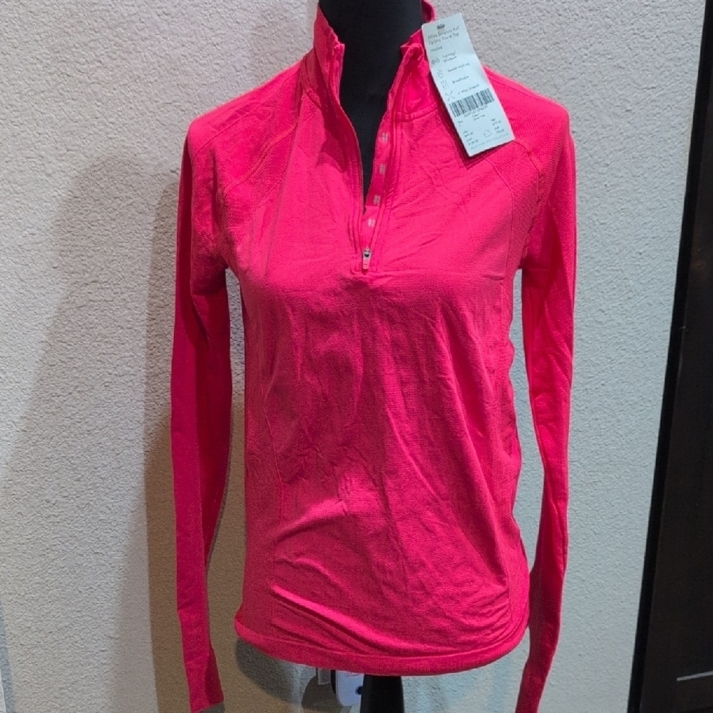 Sweaty Betty Athlete Seamless Half-Zip Top - Glow Pink - Picture 3 of 8